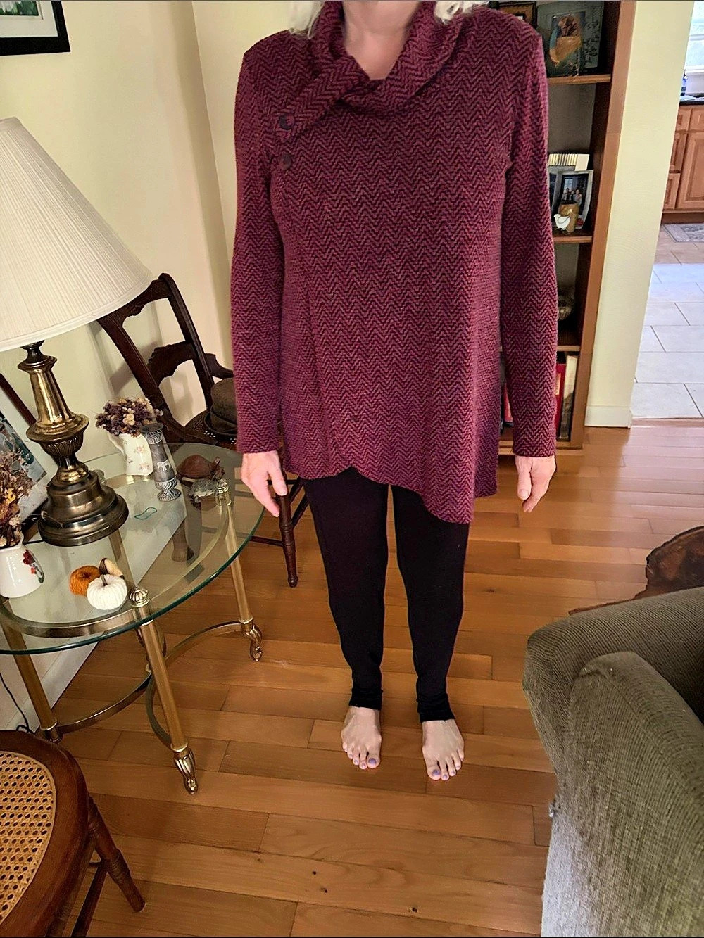 PURE essence Cowl Neck Sweater in Purple Size S/P